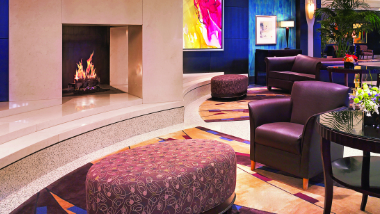 Chair by a fireplace